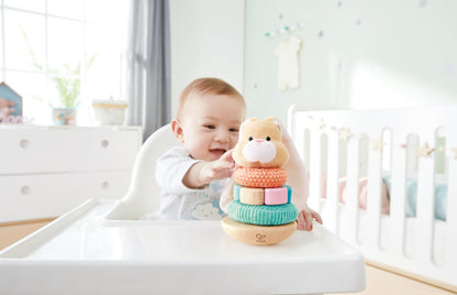 Hape Bunny Stacker|Wooden Stacking Rings|Wobble Learning Tower Developmental Toy, for Babies 10