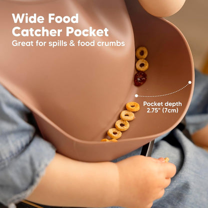 KeaBabies 2-Pack Silicone Baby Bibs for Eating - Sturdy Food-Grade Silicone Bibs for Babies Girl