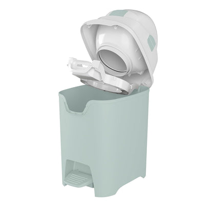 Foundations Mini Hands-Free Diaper Pail with Airtight Lid - Durable & Odorless Diaper Disposal, Large Capacity, Holds up to 30 Newborn Diapers, Refill with Any Bags - Green