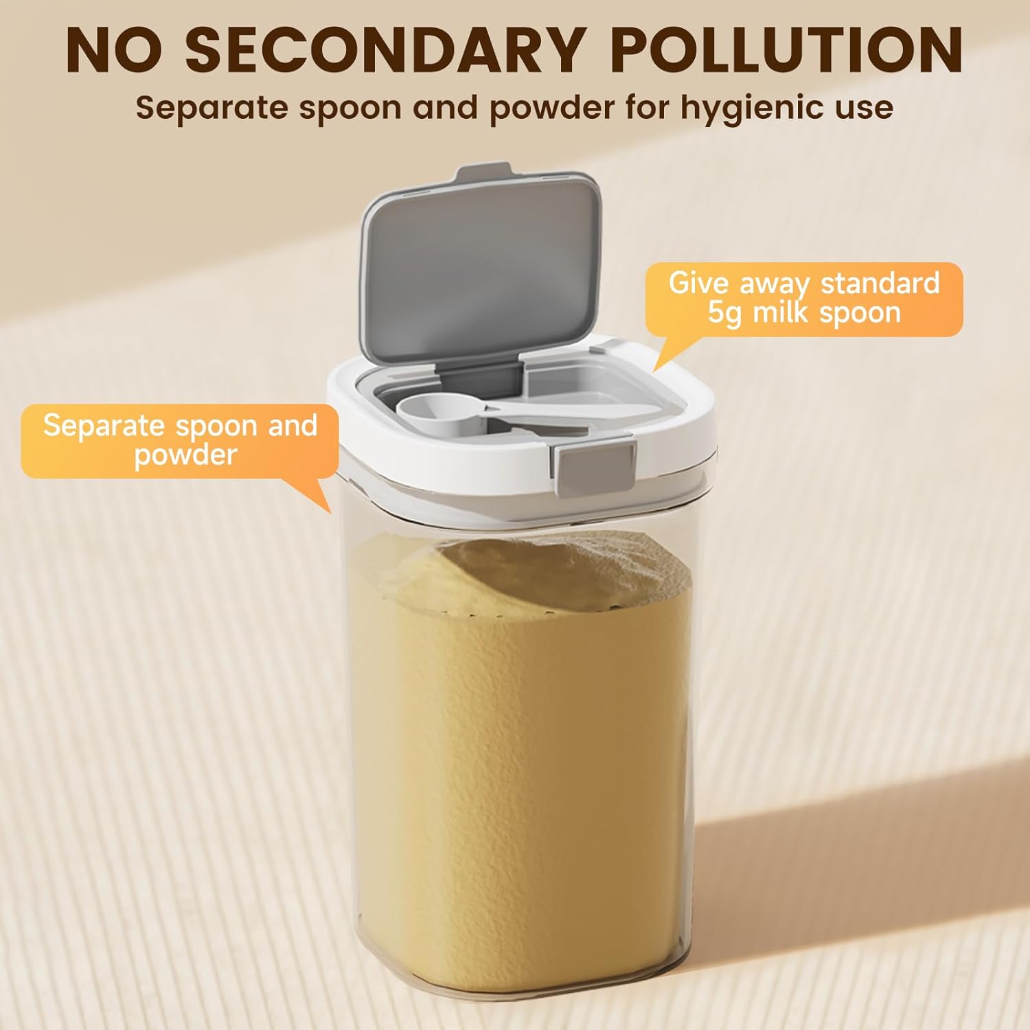 Formula Container to go-1800ml Travel Dispenser BPA Free Airtight Container with Spoon and Layered