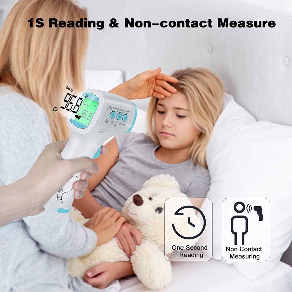 Digital Thermometer for Adults and Kids, No Touch Forehead Thermometer for Baby, 2 in 1 Body