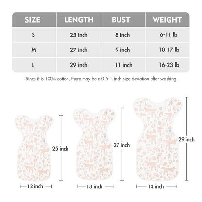 Baby Transitional Swaddle Sleep Sack - Newborn Swaddle Transition Bag with Removable Cuffs Arms Up Design, Free Wearable Blankets, Pink & Rabbit (3-6 Month)