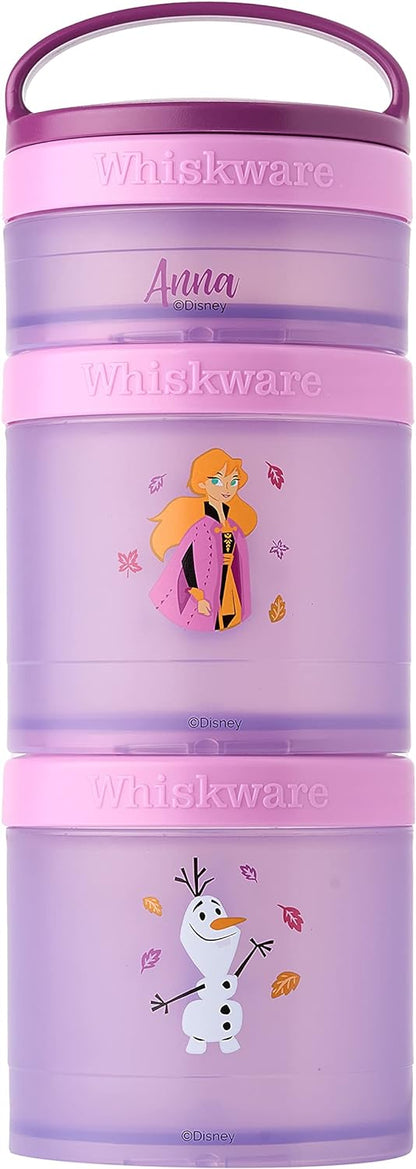 Whiskware Disney Princess Frozen, Stackable Snack Containers for Kids, Durable Food Storage