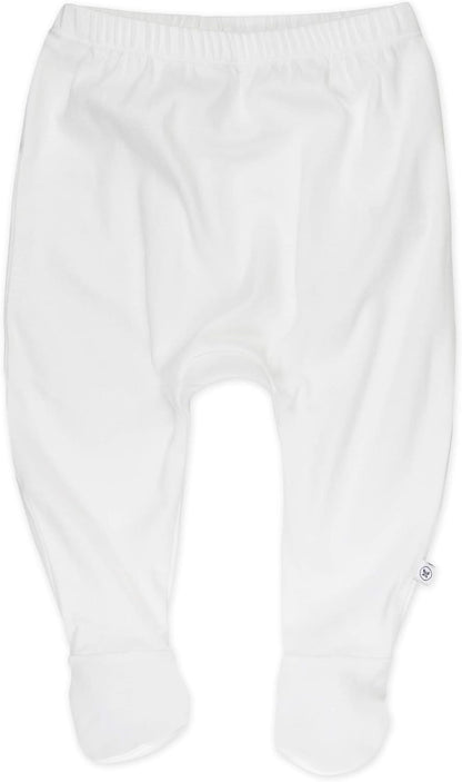 HonestBaby 3-pack Footed Pants Roomy Fit Pull on Bottoms 100% Organic Cotton for Infant Baby Boys, Girls, Unisex