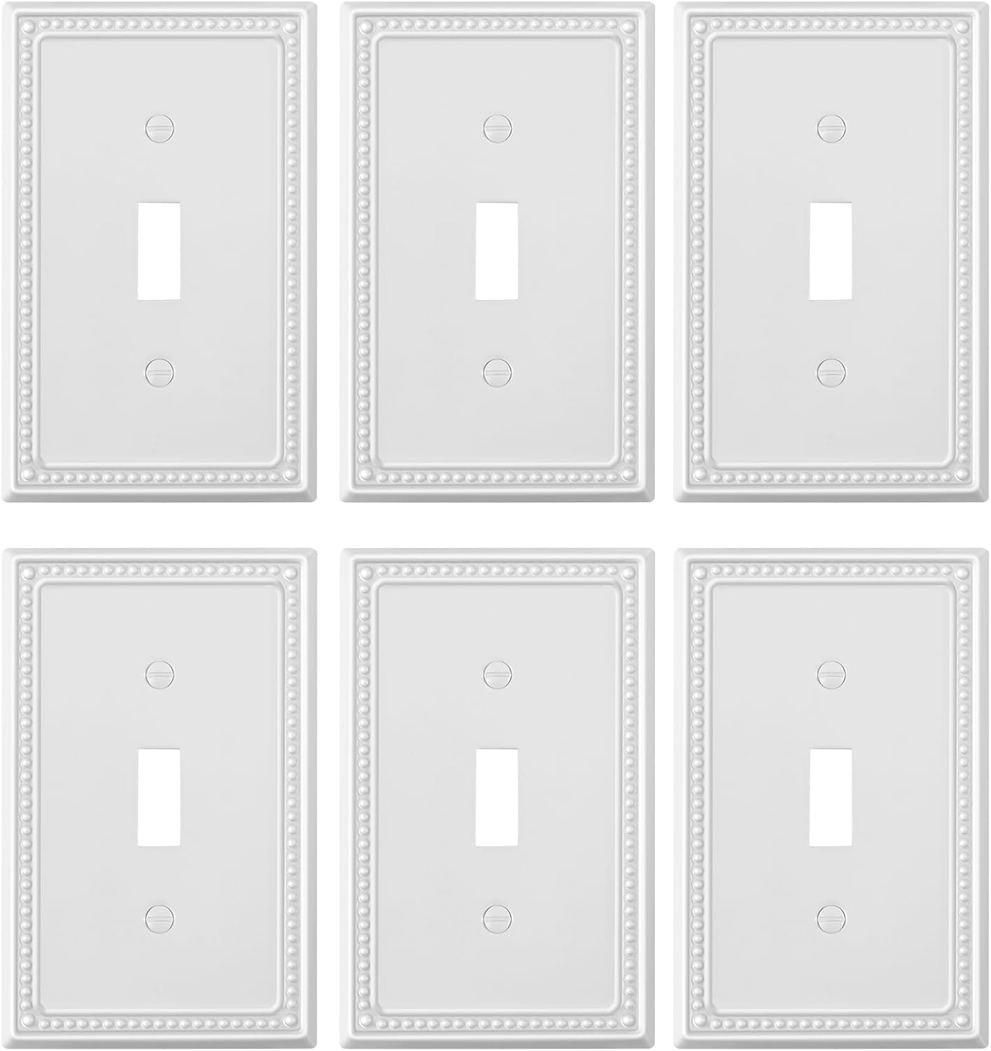 6-Pack Single Toggle Light Switch Cover Plate, Pearls Decorative Switch Plate Covers, Pure White 1