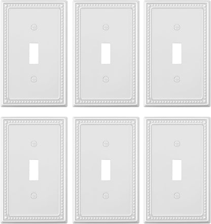 6-Pack Single Toggle Light Switch Cover Plate, Pearls Decorative Switch Plate Covers, Pure White 1