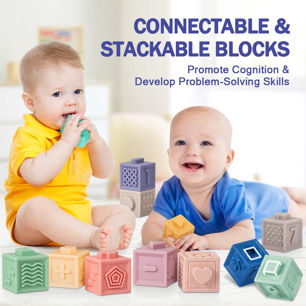Jyusmile Baby Toys 6-12 Months, Montessori Toy for Babies 6-12 Months, Incl Stacking Building