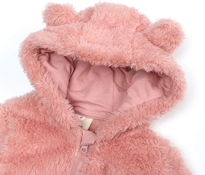 Newborn Baby Snowsuit Fleece Lined Onesie Outfits Warm Hooded Romper for Infant