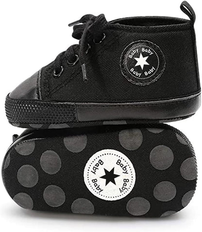 Unisex Baby Girls Boys Canvas High-top Shoes, Newborn Infant Anti-Slip Soft Sole Frist Walking Breathable Sneakers