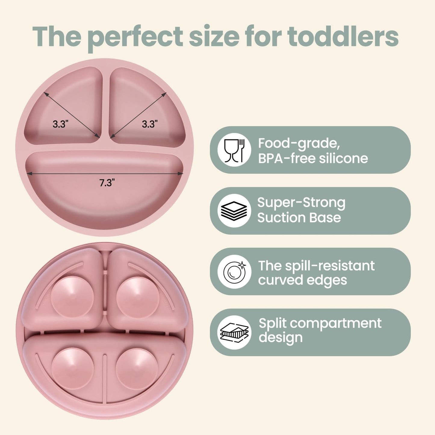 Eascrozn 2 Pack Silicone Baby Plates with Suction, Forks and Spoons Set