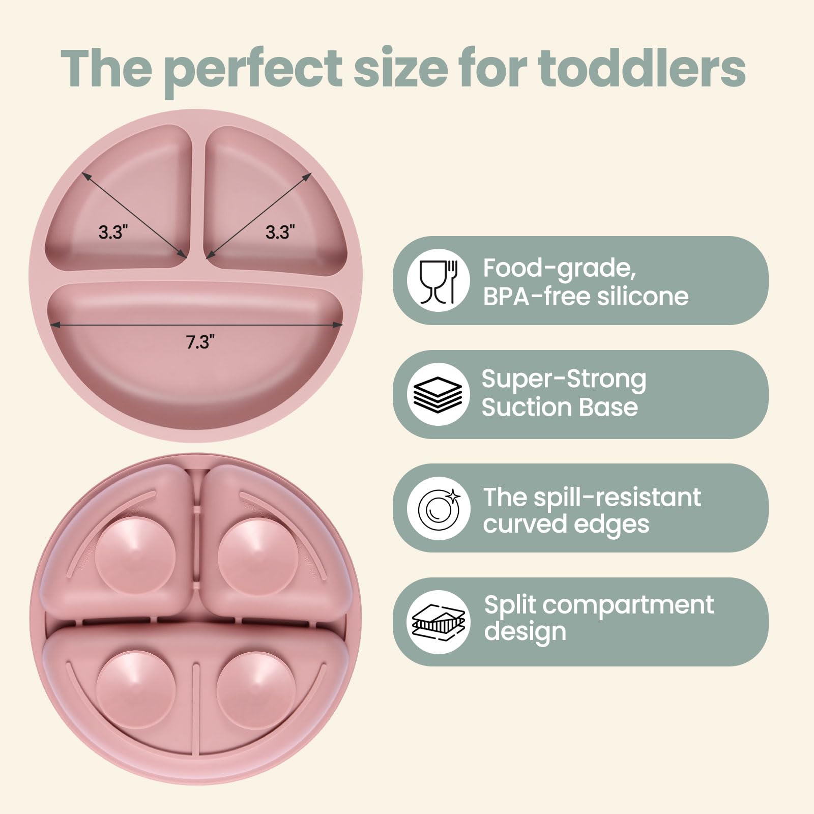 Eascrozn 2 Pack Silicone Baby Plates with Suction, Forks and Spoons Set