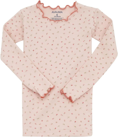 AVAUMA Baby Boy Girl Pajama Set 6M-7T Kids Cute Toddler Snug fit Flower Pattern Design Pjs Cotton Sleepwear Ruffled Shirring
