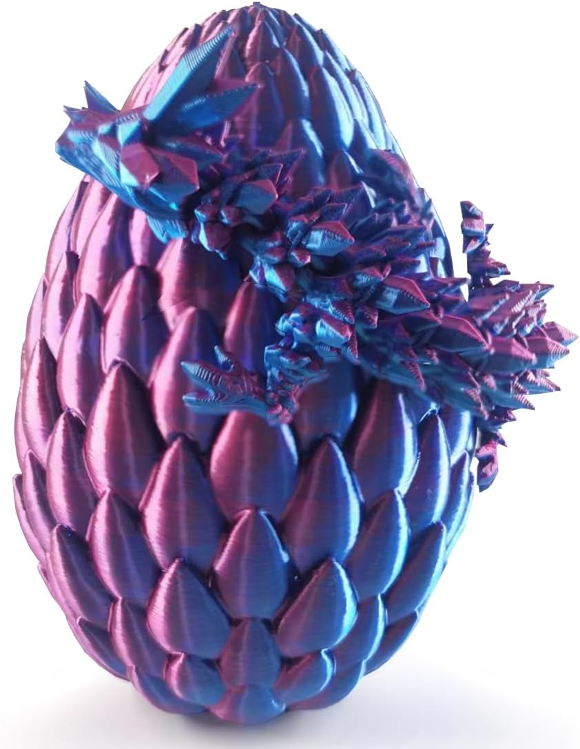 3D Printed Dragon in Egg,Full Articulated Dragon Dragon with Dragon Egg,Flexible Joints Suitable for Administrative Desk (Blue&Violet)