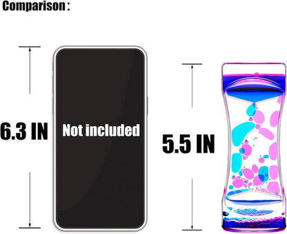 Liquid Motion Bubbler Set of 6 Different Rainbow Colors for Sensory Toys, Fidget Timers Liquid Toy for Home Office, Oil Drop Water Hourglass Desk Toys with Gift Box