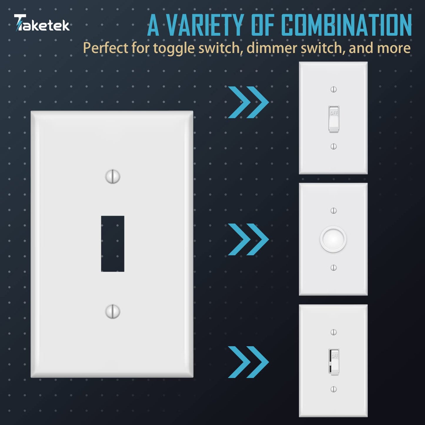 Light Switch Cover, Standard Size Toggle Light Switch Wall Plate,White, Wall Plates for Light
