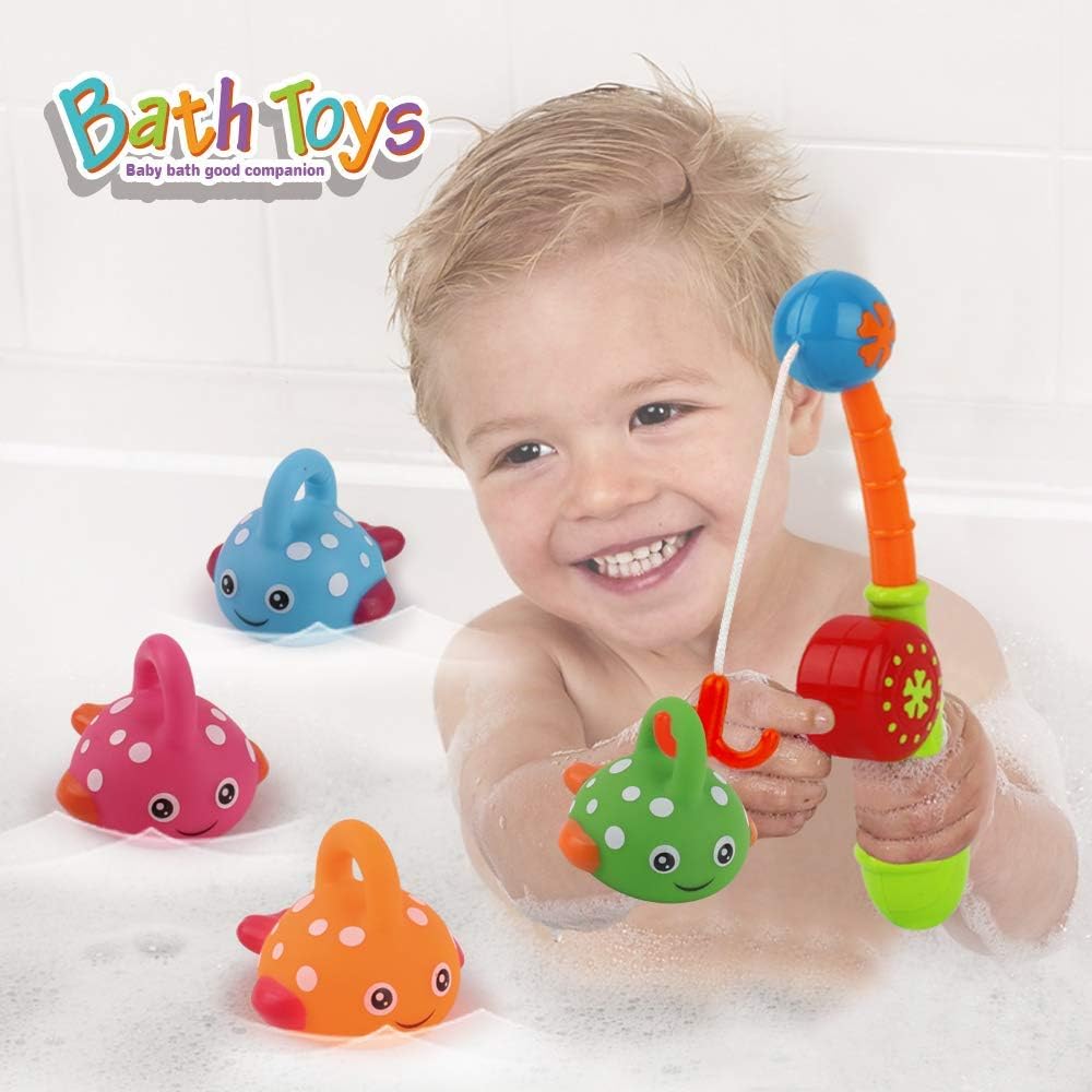 Dwi Dowellin Bath Toys Fishing Games Swimming Whales Bath Time Bathtub Toy for Toddlers Baby Kids