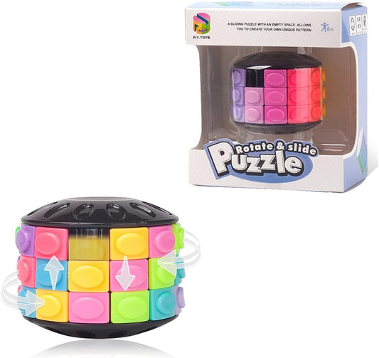 R.Y.TOYS Rotate and Slide Puzzle-Design Patent,Fidget Toys(Restore Order/Create Patterns) 12 Colors,3 Layers-Open Cover for Quick Play,Brain Teaser,Sensory Toys,Birthday Gifts,Easter Basket Stuffers