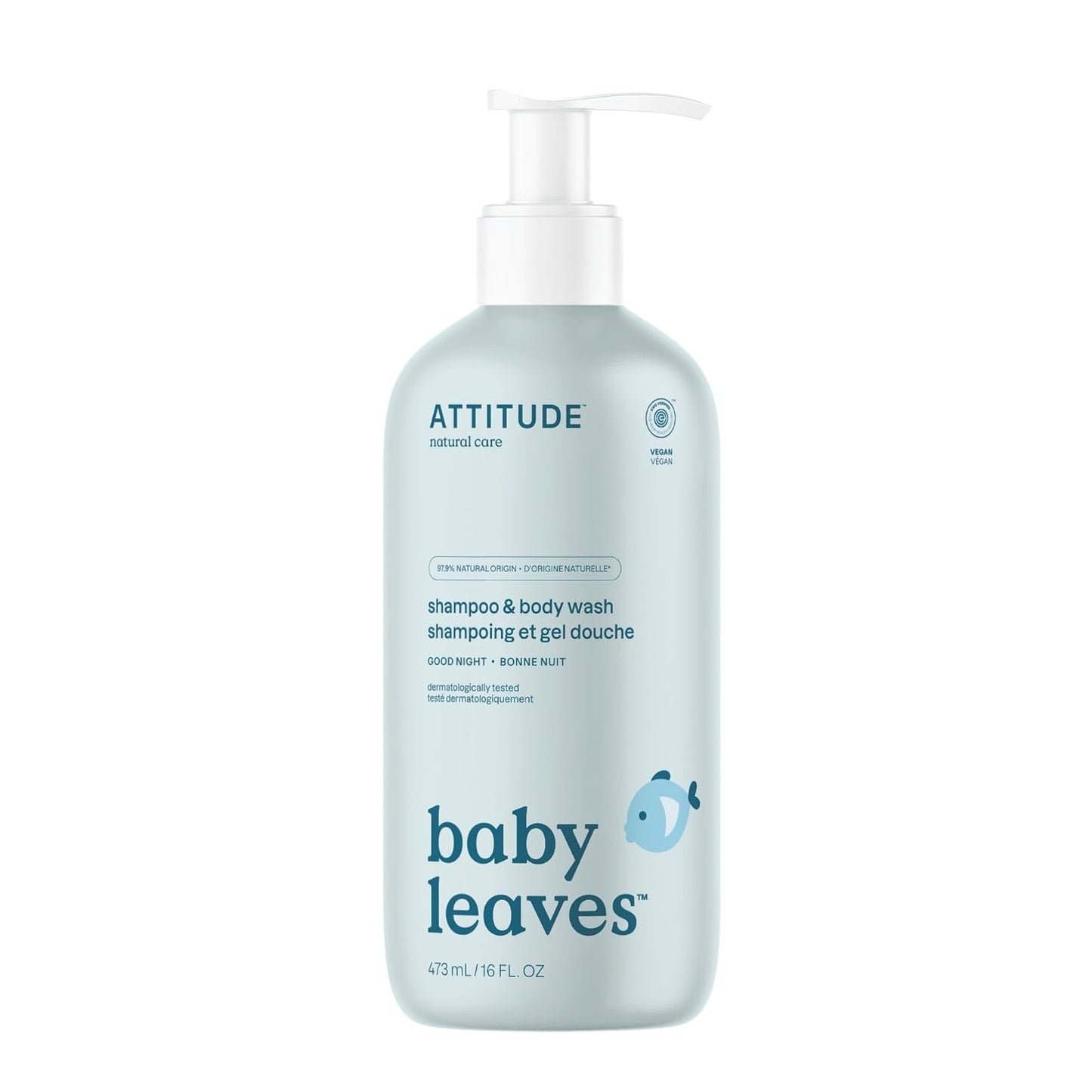 ATTITUDE 2-in-1 Shampoo and Body Wash for Baby, EWG Verified, Dermatologically Tested, Vegan, Good