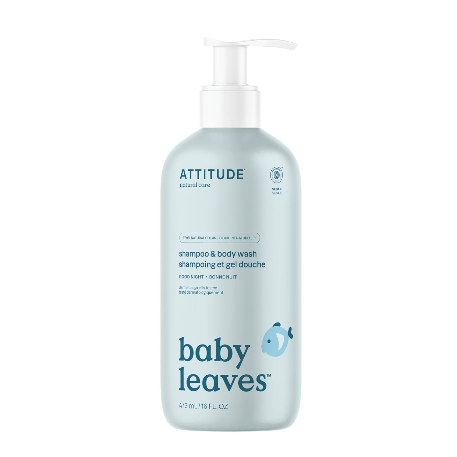 ATTITUDE 2-in-1 Shampoo and Body Wash for Baby, EWG Verified, Dermatologically Tested, Vegan, Good