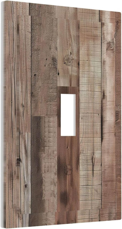Decorative Switch Covers Plate Retro Wood Plank Vintaga Wooden Board 1 Gang Wall Plate Unique Single Toggle Wall Cover Plate Jumbo Electrical Light Switch Plate Faceplate for Home Decor