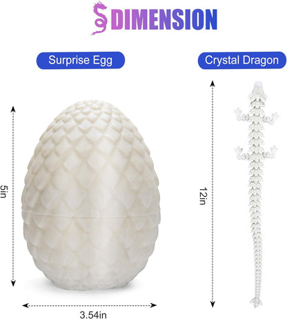 12inch Dragon Egg, Year of The Dragon, 3D Printed Dragon, Executive Desk Toys, Articulated Dragon, Fidget Toys Gifts for Graduates Students Teachers Adults (Noctilucent)