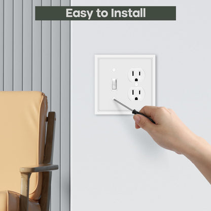 Toggle/Duplex Combo Light Switch Cover Plate White Classic Decorative Switch Plates Cover 2 Gang