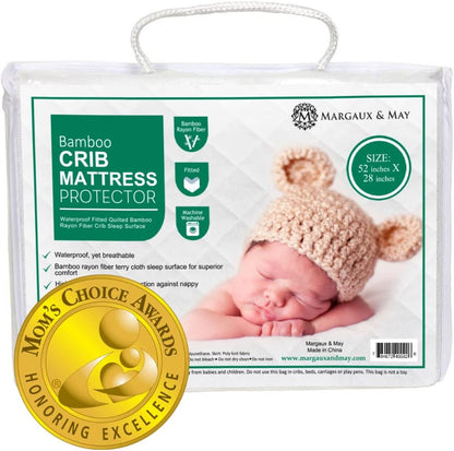 Crib Mattress Protector Pad - Ultra-Soft Waterproof Breathable Premium Bamboo Rayon - Noiseless