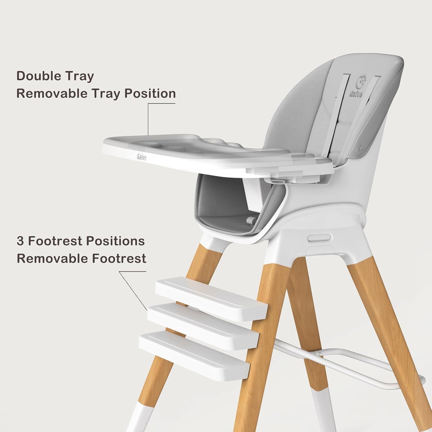 8 in 1 Highchair, Convertible Wooden Baby High Chair with Tray, Adjustable High Chair for Babies