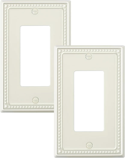 2-Pack Decorator Outlet Cover Plate, Decorative Switch Plates and Outlet Covers, Light Almond Metal Wall Plates for Electrical Outlets, Receptacle, GFCI Outlet, Dimmer Switch