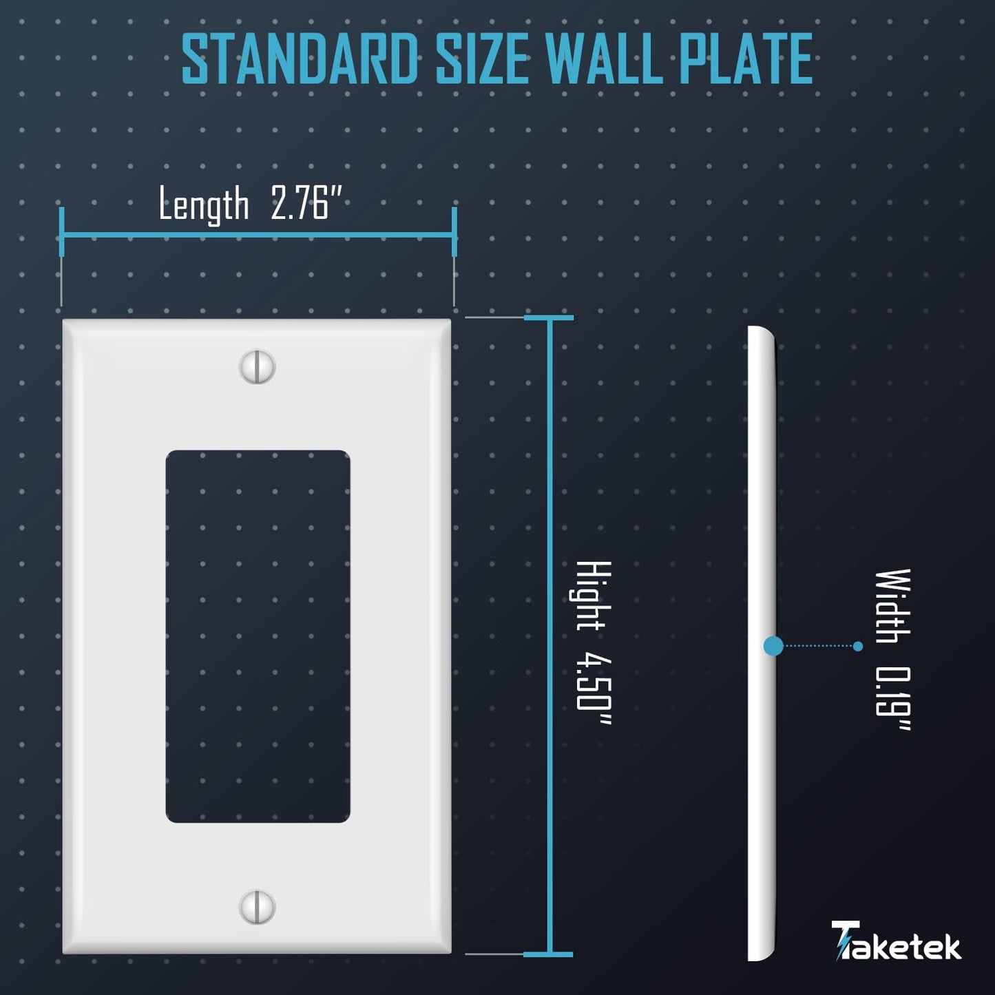 Decorator Wall Plates, Paddle Light Switch Covers, Wall Plates for Rocker Light Switches or Receptacle Outlets, Electrical Decora Faceplate Cover, Single Gang Wallplate, White, 20 Pack