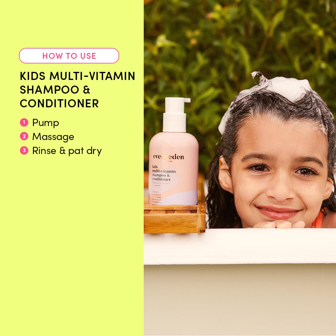 Evereden Kids Shampoo and Conditioner 2 in 1: Cool Peach, 8.5 fl oz. | Gentle Kids Skin Care |