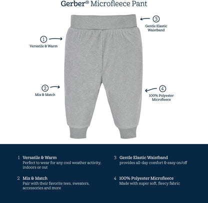 Gerber Baby Girls' 4-Pack Microfleece Pants