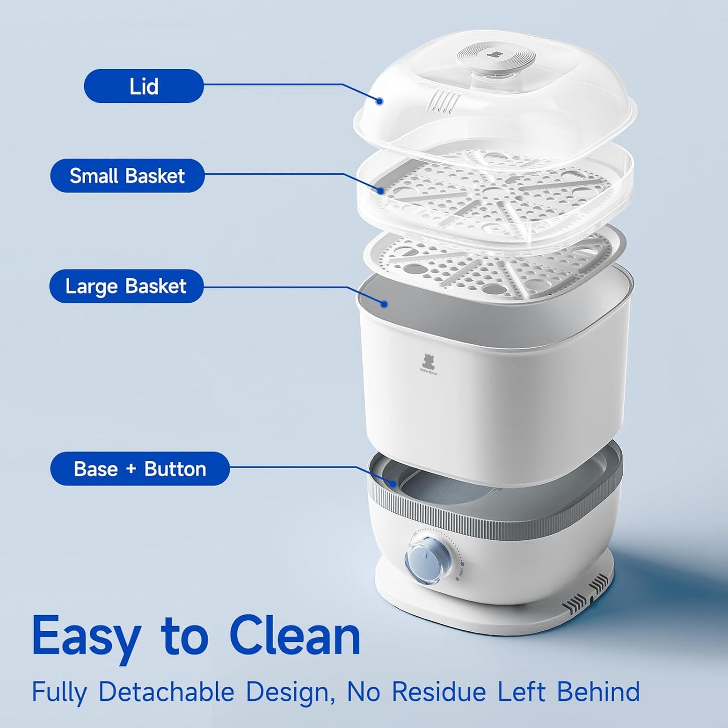 Snow Bear Baby Bottle Sterilizer and Dryer, 6-in-1 Electric Steam Bottle Sterilizer for Baby Bottle