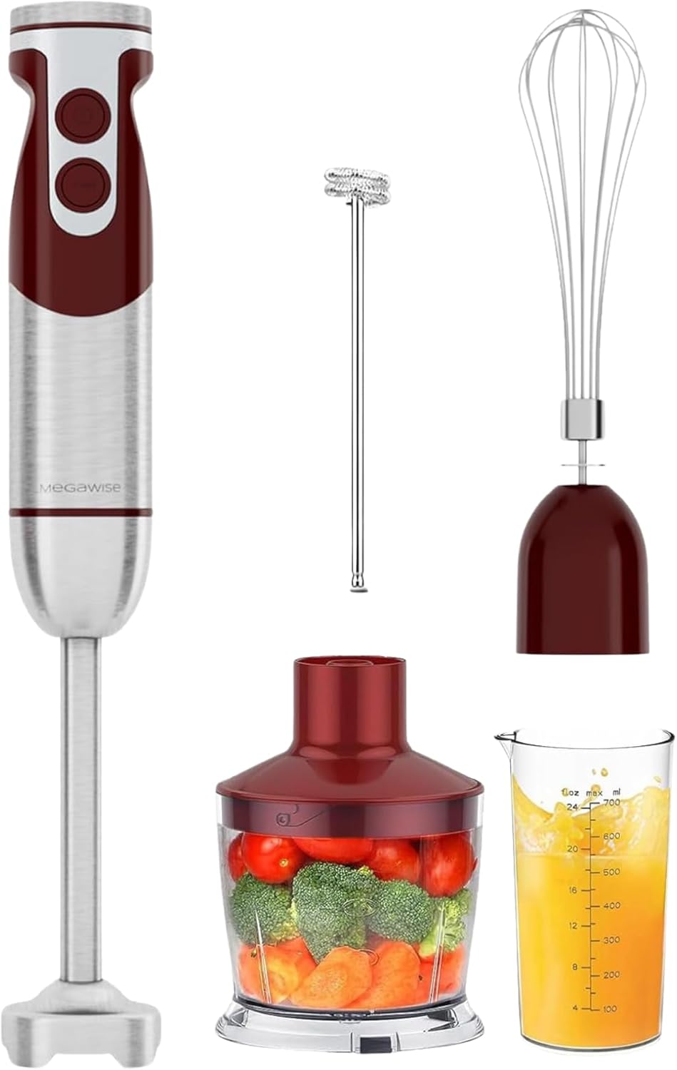 MegaWise Pro Titanium Reinforced 5 in1 Immersion Hand Blender, Powerful with 80% Sharper Blades, 12