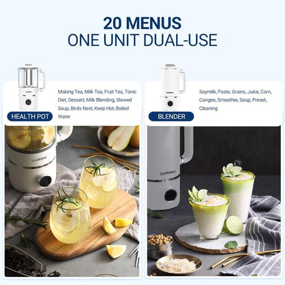 Joydeem JD-PB8200 Compact Blender with 10 Menus, Quiet Cooking Blender for Soymilk, Paste & Juice