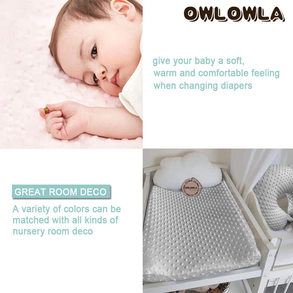 Owlowla Changing Pad Cover, Soft Minky Dots Changing Table Sheets for Baby Boy and Girl 2Pack (Grey/Navy)
