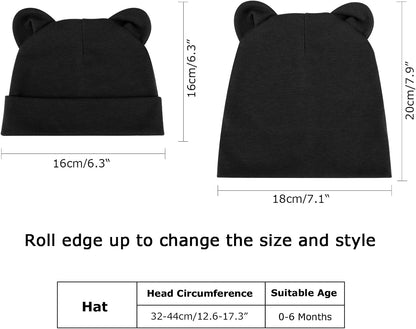 DRESHOW BQUBO 4 Pieces Baby Beanie Newborn Toddler Soft Cute Knit Hat Hospital Hats for Baby Boys Infant Cap Beanies