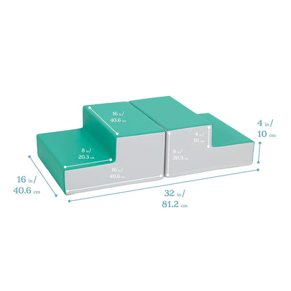 ECR4Kids SoftZone Junior Mix n' Match Step, Beginner Playset, Emerald, 2-Pack