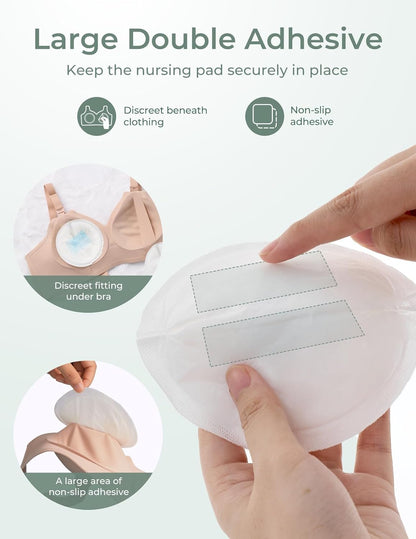 Momcozy Bamboo Disposable Nursing Pads, Advanced Blue Core for Ultra-Absorbent, Leakproof & 3D