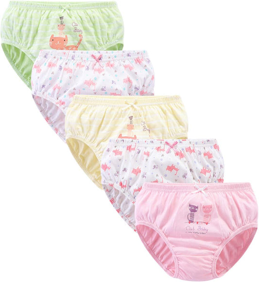 CHUNG Toddlers Little Girls Cotton Briefs Panties Pack of 5/6 Print Underwear 2T-10Years