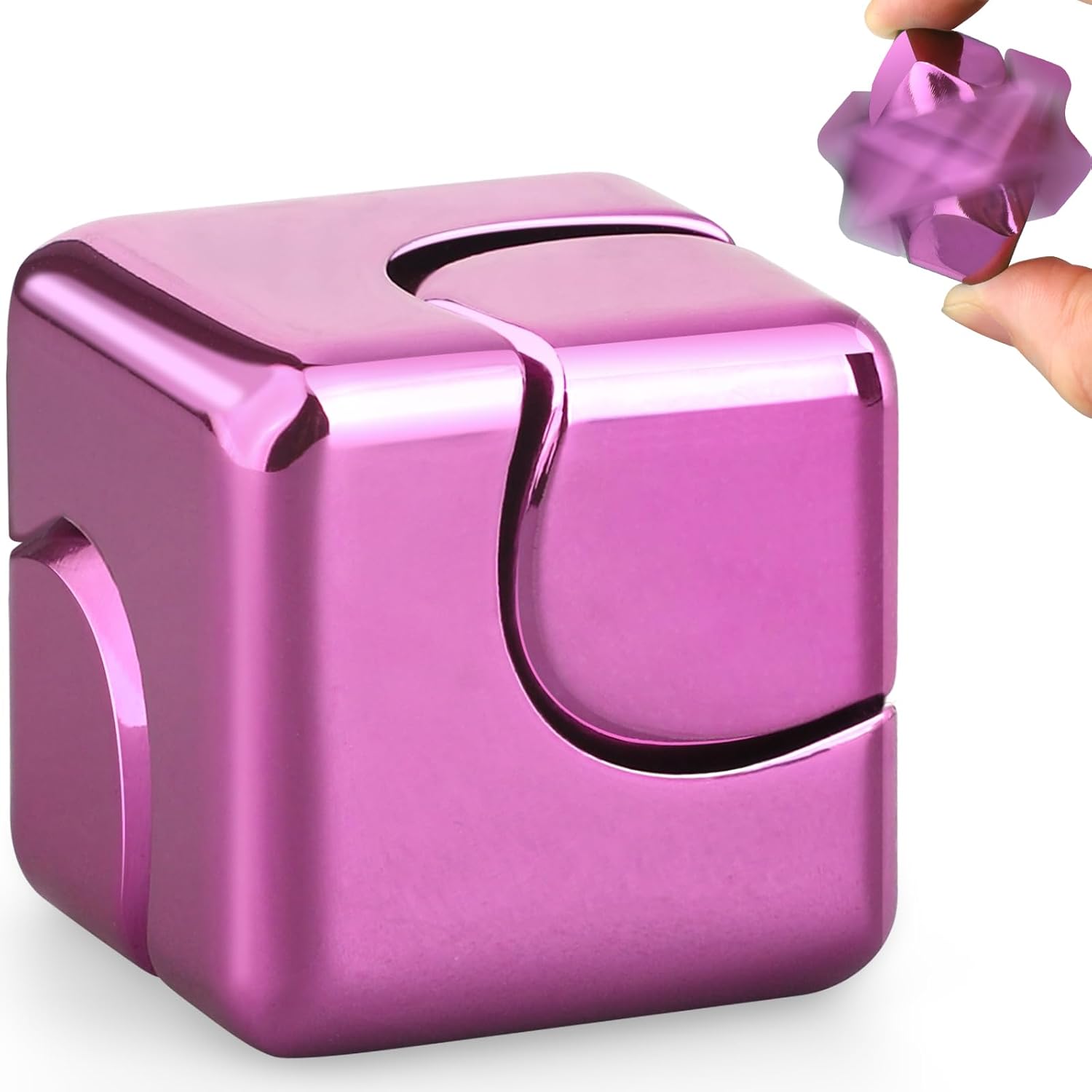 Fidget Spinner Cube Toys for Kids Adults, Metal EDC Sensory Focus 2 in 1 Toy, Mini Gadget Fingears