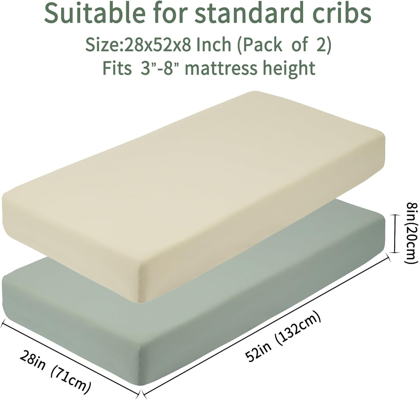 Baby Crib Sheets for Boys Girls, 2 Pack Fitted Crib Sheet for Standard Crib and Toddler Mattress