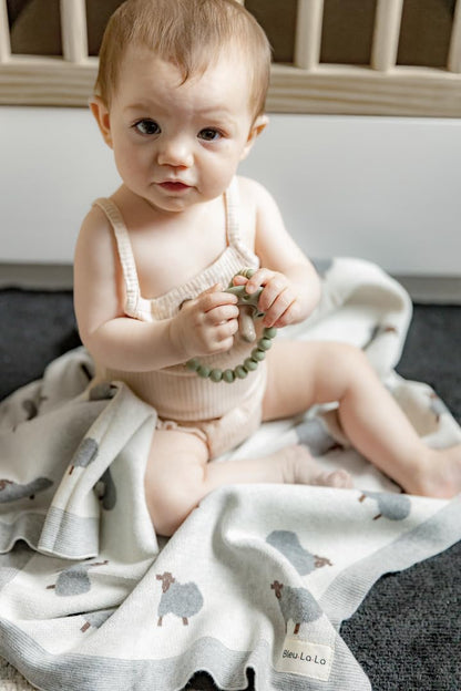 Luxury Cotton Knit Swaddle Baby Blanket - Soft Cozy Lightweight Unisex Receiving Swaddler Crib