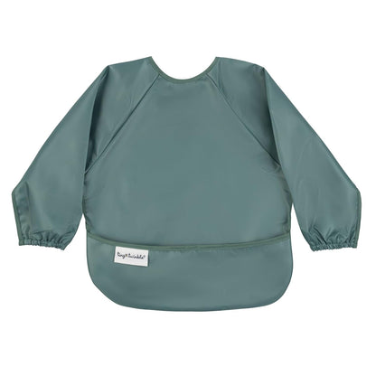 Tiny Twinkle Mess Proof Baby Bib,Waterproof Smock Bibs for Eating,Washable Long Sleeve Bib for Toddler(Olive Green, Large 2-4 Years)