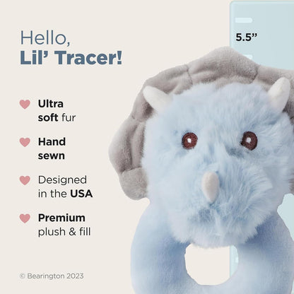 Bearington Collection Bearington Lil' Tracer Plush Stuffed Animal Dinosaur Soft Ring Rattle - 5.5 Inch - Dinosaur Rattle