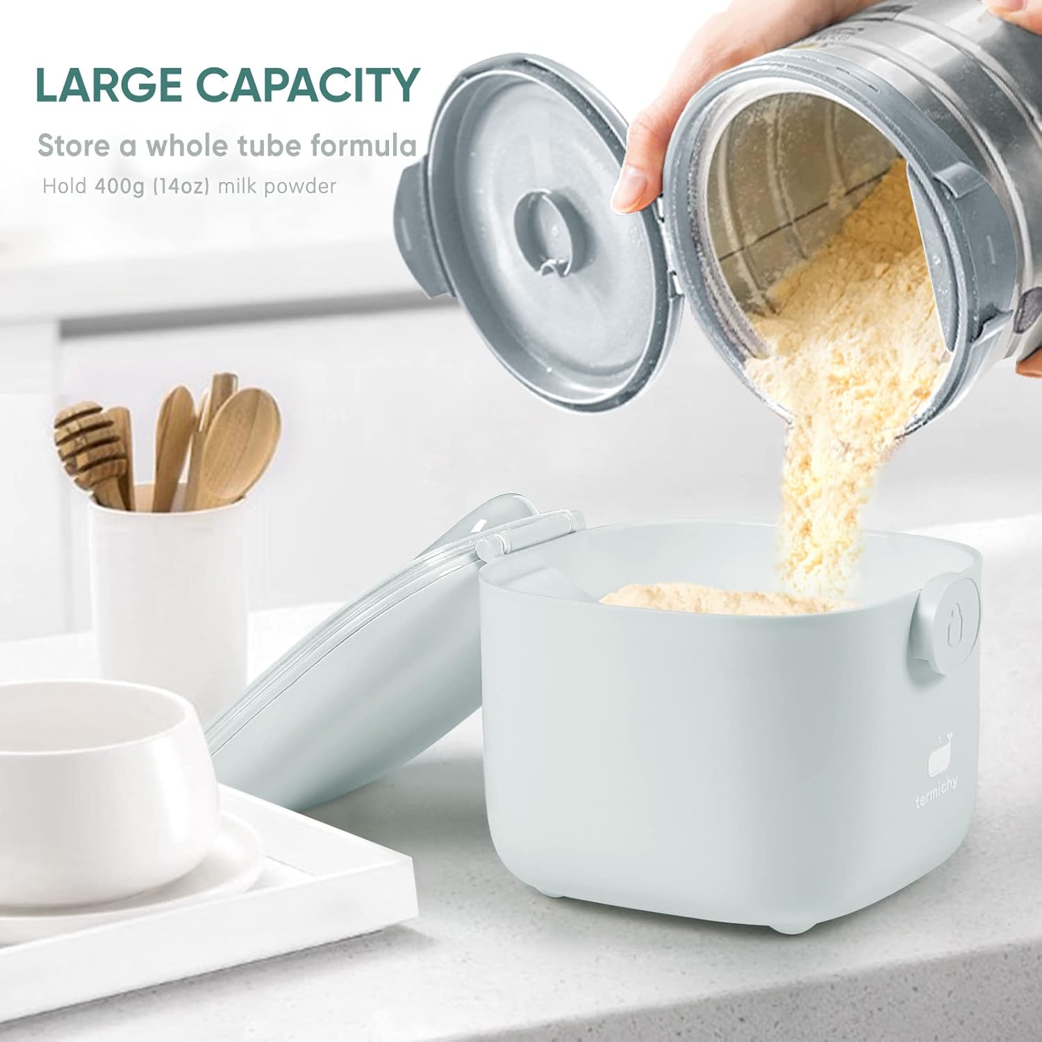 Termichy Milk-Powder Formula Dispenser Container: 14OZ Baby Formula Storage Container for Travel