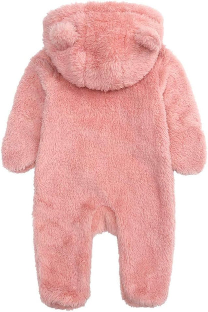 Newborn Baby Snowsuit Fleece Lined Onesie Outfits Warm Hooded Romper for Infant
