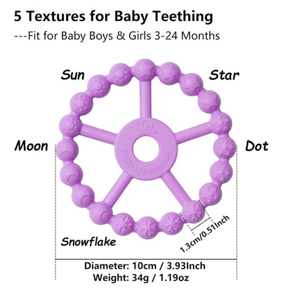 3 Pack Ring Teether Baby Infant Toys, Silicone Teething Ring Toys for Babies 0-6 Months, Seposeve Baby Teethers 6-12 Months 12-24 Months, Easy to Grasp Toy, Teething Relief, Light Purple Green Blue