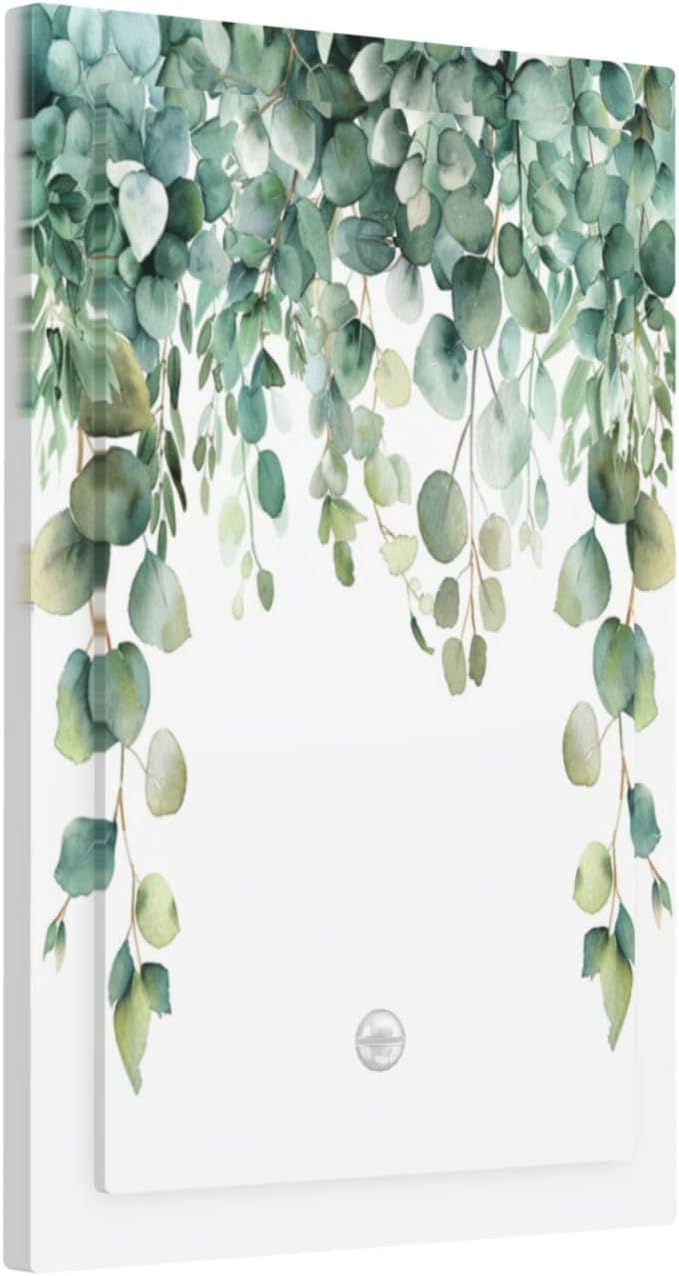 Decorative Switch Covers Plate Rustic Green Eucalyptus Leaves 1 Gang No Device Single Blank Outlet Covers Wall Plate Cover Light Switch Plate Electrical Faceplate for Country Bedroom Decor