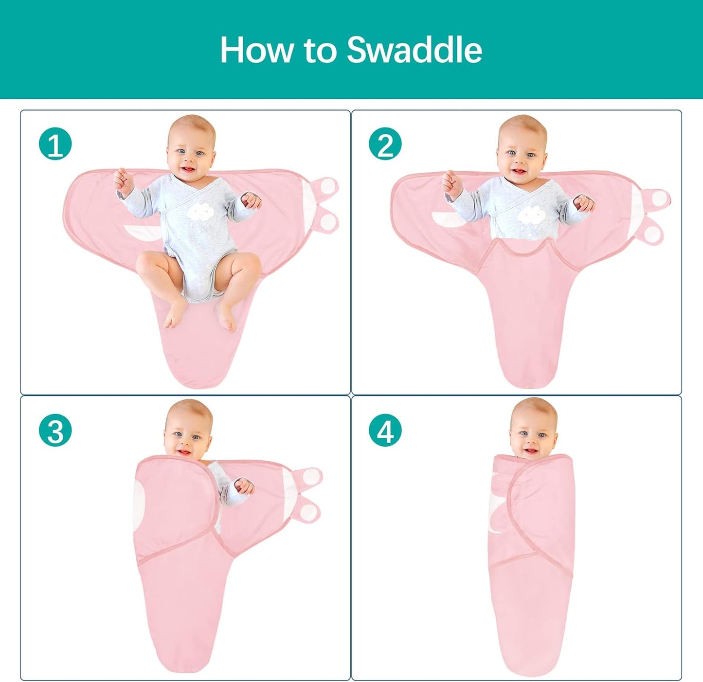 Biloban Baby Swaddles 0-3 Months for Girls, Cotton Swaddle Blanket, Newborn Essentials, Grey &